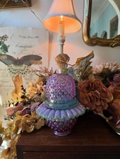 Fenton Fairy Lamp Three Peice Rose Magnolia Sea Mist (READ) picture