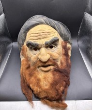 Vintage 1980 Cesar Old Man Latex Halloween Mask Bearded Full Head Hair Rare picture