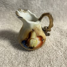 Vintage Enesco - Mini Pitcher/Creamer - Design Pear Apple Gold Red Blue Beige picture