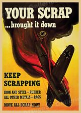 1940s Scrap Metal - Keep Scrapping World War 2 Recycling Poster - 16x20 picture