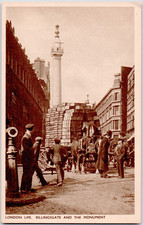 UK England London Billingsgate Market Monument Street Carts Crates 1910 Postcard picture