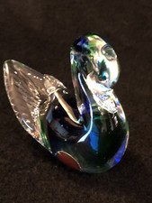 Vintage Murano Italy Art Glass Blue Green Swan Bird Figurine picture