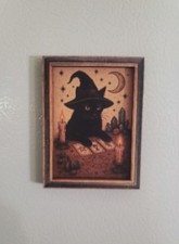 Cat Magnet Black Kitty Witch Halloween Goth Kirchen Decor Fridge Cute Acorable picture