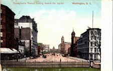 1907 Pennsylvania Ave Looking Toward Capitol Street View Undivided Postcard picture
