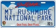 Mount Mt. Rushmore National Park Year 2000 License Plate picture