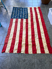 1880 Vintage American Flag Sewn Stars Red White Blue, 45 Star Flag & Provenance  picture
