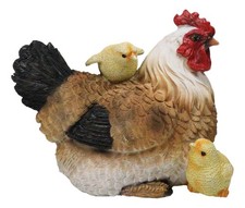 Rustic Farmhouse Chicken Mother Hen with Adorable Chicks Animal Family Figurine picture