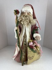 Vintage Kirkland’s 24” Victorian Santa Claus Figurine Pink Mauve Velvet Coat picture