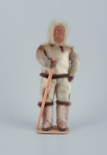 Greenlandica. Wooden figure. Inuit in traditional clothes. Approx. 1960s/70s. picture