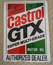 Castrol GTX Super Multi-Grade Motor Oil Embossed Authorized Dealer Metal Sign picture