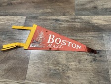 Vintage Boston Massachusetts Mini Pennant Old Ironsides Red 12” picture