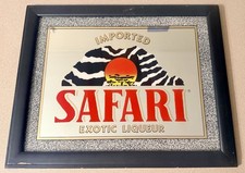 VTG Safari Exotic Liqueur Bar Mirror Sign Signs & Glassworks Framed 16x20 RARE picture