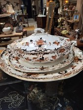Antique Imari Tureen, Underplate & Platter Ornate Floral Hand Painted Accents  picture
