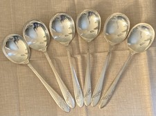 Oneida Community Lot of 6 QUEEN BESS II Tudor Silver Plate Gumbo Spoons VTG ‘46 picture