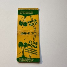 Club Kona El Cerrito CA Vintage Matchbook Cover 4MB121-4 picture