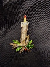 Gerrys Creations, Inc. VTG 60s-70s Goldtone Enamel Textured Candlestick Brooch picture