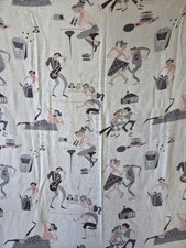 Vtg 50s MCM Textured Novelty 2 Curtain Panels Rockabilly Sock Hop Teen Dance picture
