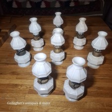 Lot Of 8 Antique Miniature Oil Lamp Smith I Fig 192 Milk Glass Mission Block  picture