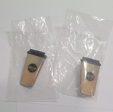McDonalds McCafe Coffee Cup Employee Uniform Lapel Pins Lot of 2 picture