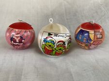 Vtg Teenage Mutant Ninja Turtles Silk Christmas Ornament - Crayons Santa Lot Of3 picture