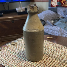 Antique Gray Stoneware Beer Bottle Embossed/Stamed C.J. Twitchell picture