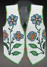Old American Style Handmade Beaded Front Powwow Regalia Vest BV936 Floral Beads picture