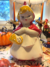 Vintage Little Red Riding Hood Cookie Jar - 1990s Reproduction Marked 