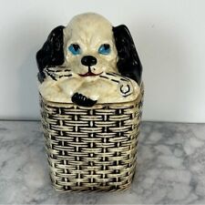 McCoy Puppy Dog In Basket ceramic Cookie Jar vintage w some crazing picture