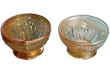 Vintage Jeanette Iris & Herringbone Marigold Carnival Glass Sherbet Dishes 2 picture