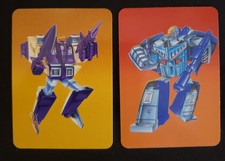 Two cards 1985 Hasbro Transformers Card #111 Blitzwing #110 Astrotrain ORANGE picture