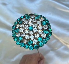Antique Victorian Hatpin Hat Pin Turquoise Sparkling Rhinestone picture