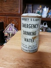 VINTAGE PROPERTY OF US GOVT CANNED Military DRINKING WATER COLD WAR ERA picture