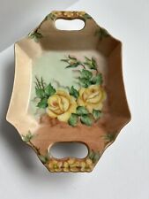 Vintage Porcelain Dresser Tray  Trinket Dish Hand-Painted Roses Gold Trim JAPAN picture