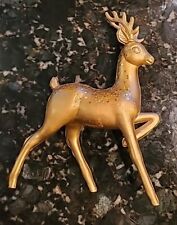 Vintage Christmas Reindeer MC Gold Glitter Plastic 1950/60s 10×8 1/2