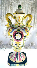 Vintage Maruhon Ware Hand Painted Urn/Vase w/Lid 2 Handles Japan 12