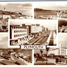 c1950s Plymouth England RPPC Multiview Postcard Royal Parade Hoe Tinside Pool picture