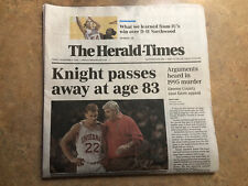 Herald Times Bloomington Indiana Newspaper Bob Knight Death November 3, 2023 picture