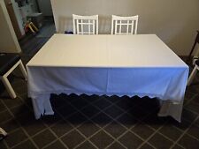 Lovely Vintage White Cotton with Lace Edge Table Cloth approx 10x5.5 Feet picture