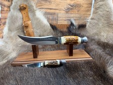 Vintage West German Piggyback Knife Set Voos Schlieper Carved Stag/Antler Mint picture