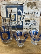 MCM Cocktail Bar Set Hazel Ware Golden Vintage Box 4 Piece Retro NOS picture