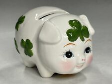 Lefton Shamrock Ceramic Kitsch Piggy Bank 2.5