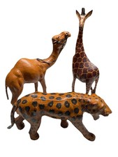 Vtg Hand Carved Wooden Hand Painted African Animals Figurine 14” Safari-Chic MCM picture