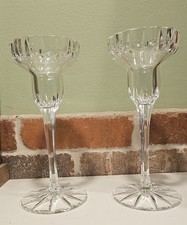 Vintage Clear Cut Crystal  Candlestick Holders Starburst Bottoms Measure Over 7