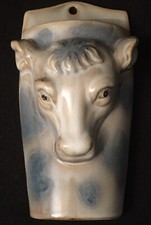 Mid-Century Ceramic Cow Head Wall Pocket picture