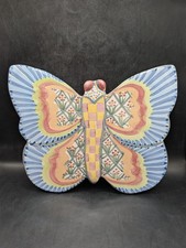 Vintage 2003 Mackenzie-Childs Butterfly Trivet Plate Redware, Handpainted picture