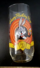 HTF Vintage Warner Bros. 1990 Happy Birthday Bugs Bunny, 50th Anniversary Glass picture