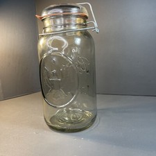 Vintage 12” Ball Ideal Mason Jar with Eagle and Star -  bale wire glass top picture