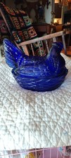 Vintage cobalt blue pressed glass 