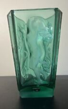 Art Deco Intaglio Maiden Vase 8” Czech Crystal Glass picture