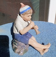 Rare Porcelain Figurine Dahl Jensen #1218 Boy Playing Trumpet picture